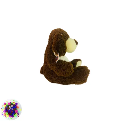 عروسک سگ نشسته پشمالو قهوه ای