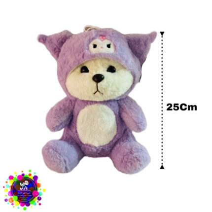عروسک خرس کرومی بنفش ۲۵ سانتی‌متری | عروسک پولیشی فانتزی Kuromi Bear