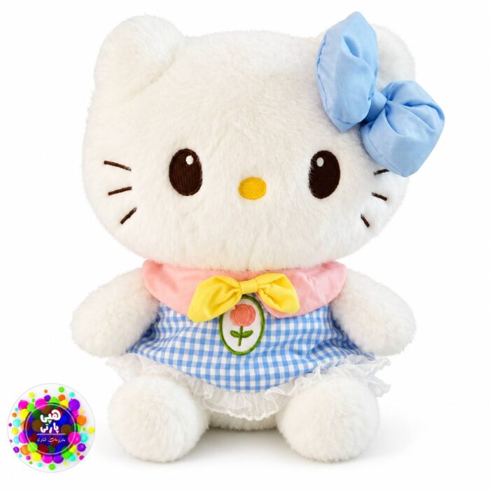 عروسک پولیشی هلو کیتی 30 سانتی با لباس آبی | Hello Kitty Blue Dress Plush