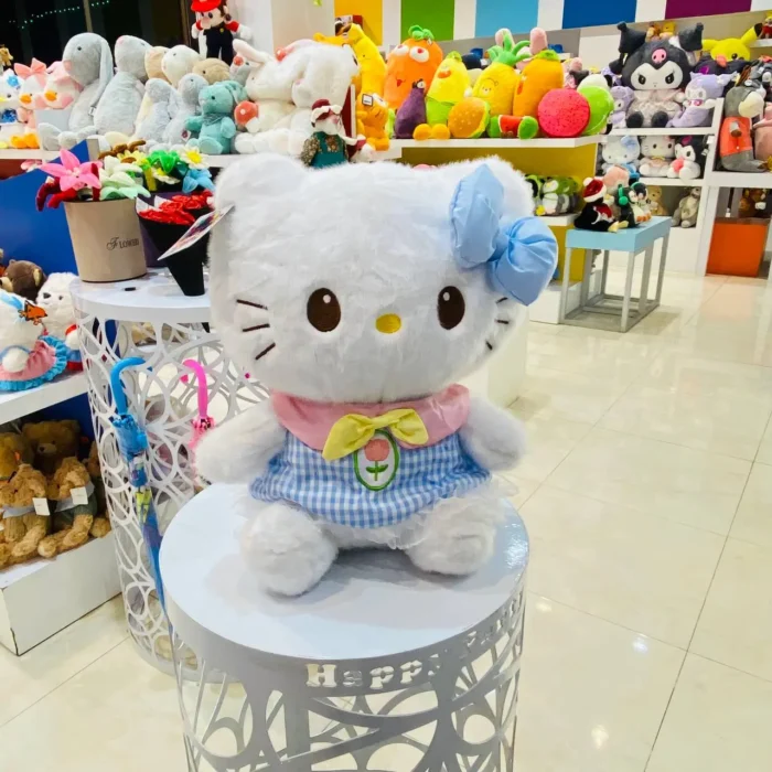 عروسک پولیشی هلو کیتی 30 سانتی با لباس آبی | Hello Kitty Blue Dress Plush