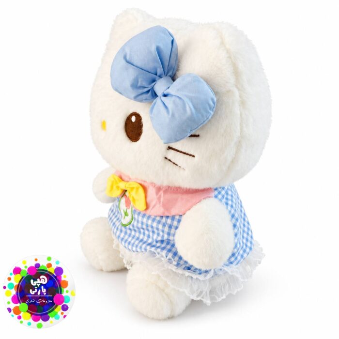 عروسک پولیشی هلو کیتی 30 سانتی با لباس آبی | Hello Kitty Blue Dress Plush